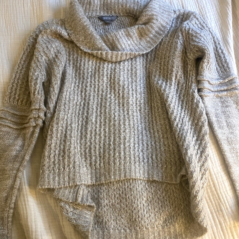 Textured cowl neck sweater